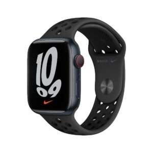Apple Watch Nike Series 7 GPS + Cellular, 45mm Midnight Aluminium Case with Anthracite/Black Nike Sport Band – Regular