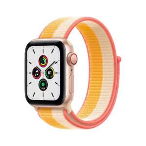 Apple Watch SE GPS + Cellular, 40mm Gold Aluminium Case with Maize/White Sport Loop
