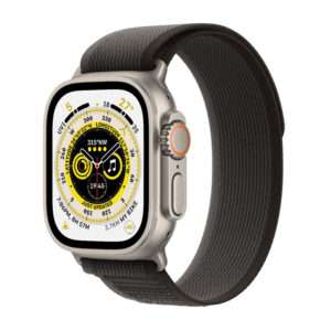 Apple Watch Ultra GPS + Cellular, 49mm Titanium Case with Black/Gray Trail Loop – S/M