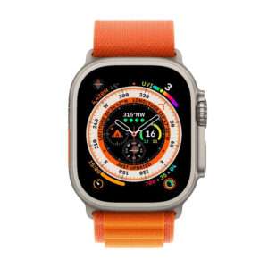 Apple Watch Ultra GPS + Cellular, 49mm Titanium Case with Orange Alpine Loop – Small
