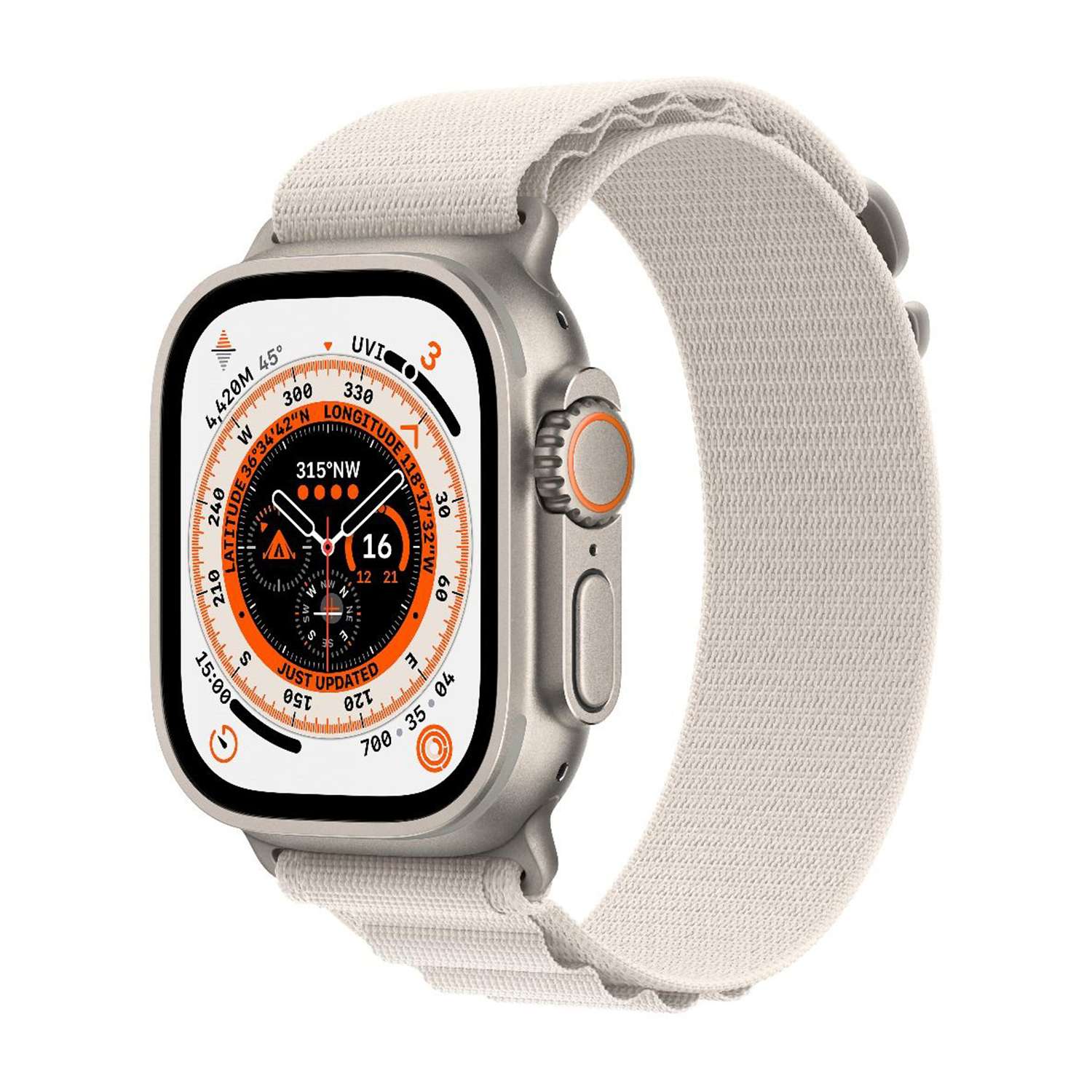Apple Watch Ultra GPS + Cellular, 49mm Titanium Case with Starlight Alpine Loop – Small