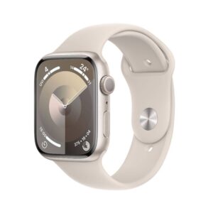 Apple Watch Series 9 GPS 45mm Starlight Aluminium Case with Starlight Sport Band – M/L